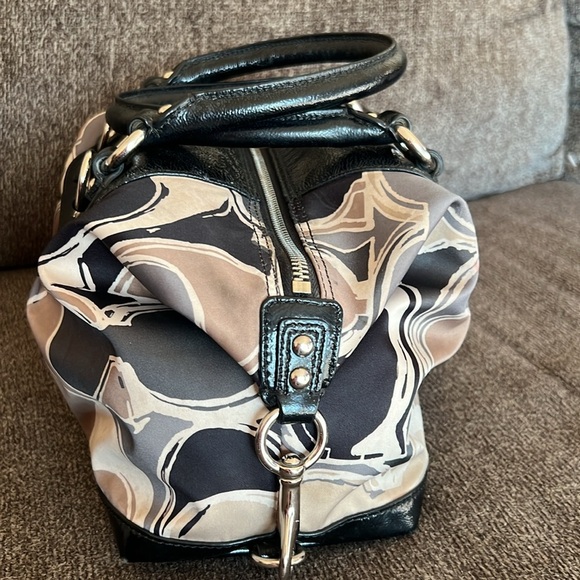 Coach Ashley Silk Handbag Brown Black Tan Patterned - Picture 3 of 11